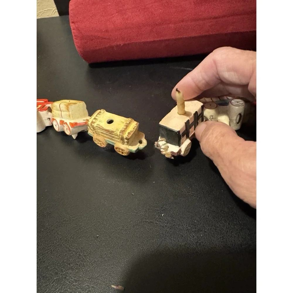 Vtg Menschik Goldman Ceramic Birthday Cake Candle Train Topper Orig Box 50s 60's